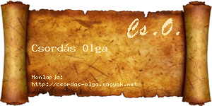 Csordás Olga névjegykártya